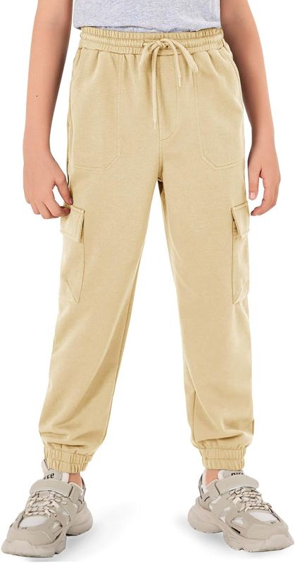 Photo 1 of Haloumoning Boys Jogger Pants Kids Drawstring Elastic Waist Cotton Sweatpants with Pockets 5-14 Years
