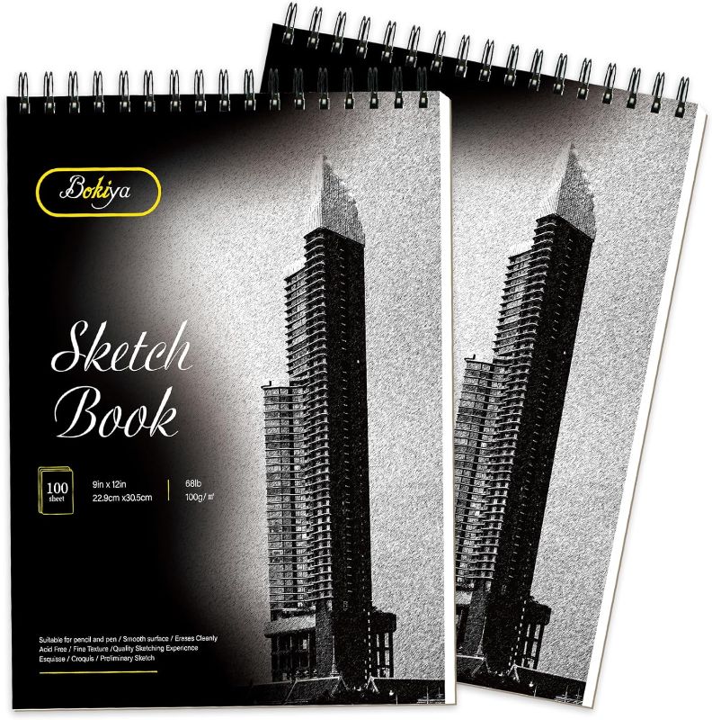 Photo 1 of 2 Pack Sketchbook 9x12 Sketch Book for Kids,Girls,Boys,Children,Teens, Gift- Top Spiral Bound Drawing Paper 200 Sheets (68 lb/100gsm)Sketch Pad, Acid Free Art Paper for Pencil,Pen, Sketch Stick
