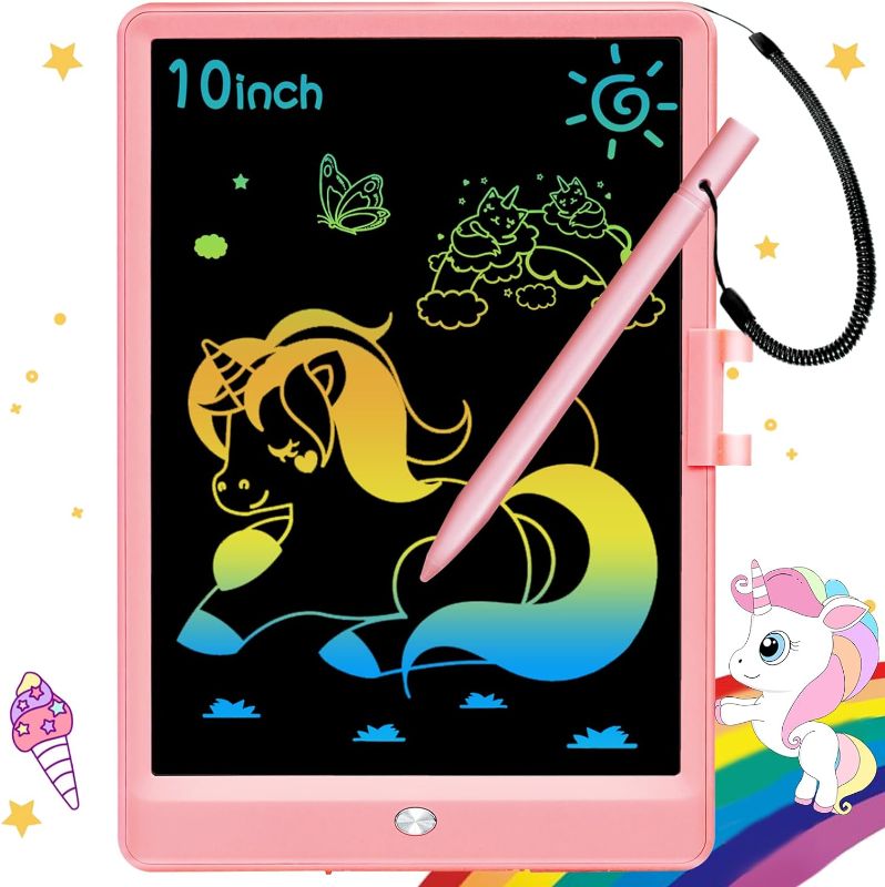 Photo 1 of LCD Writing Tablet Doodle Board: 10 Inch Colorful Drawing Tablet for Kids Electronic Writing Pad Prescool Educational Toy Birthday Gifts for 3 4 5 6 7 Year Old Boys Girls Pink (Pink)
