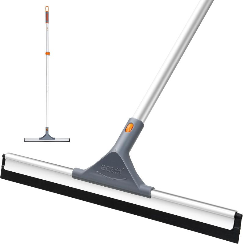 Photo 1 of eazer Floor Squeegee Broom: Heavy Duty Scrubber with Extendable 50.3'' Aluminum Pole and Rubber Blade for Kitchen, Swimming Pool, Concrete Floors,Shower Tiles,Garages,Windows,Glass,Pet Hair Removal

