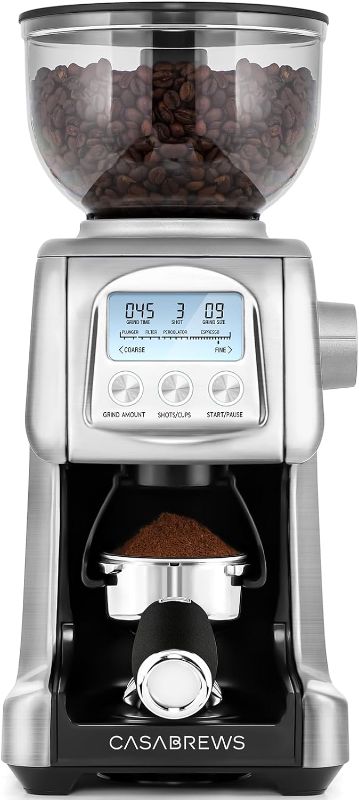 Photo 1 of CASABREWS Electric Coffee Grinder, Conical Burr Coffee Bean Grinder with 77 Precise Grind Settings, Intelligently Grinds from Espresso to French Press, Gift for Coffee Lovers, Brushed Stainless Steel
