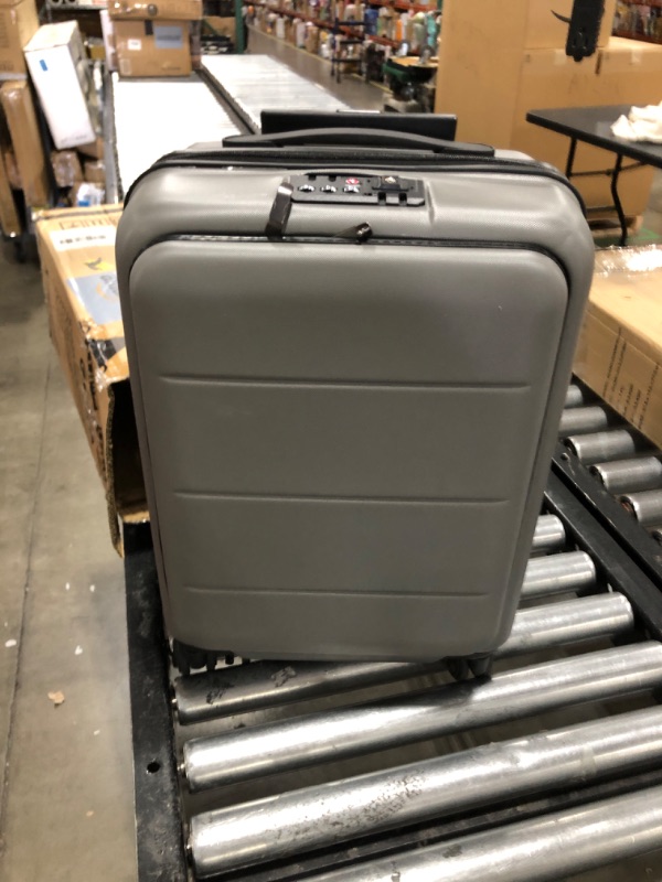 Photo 2 of Coolife Luggage Suitcase Piece Carry On ABS+PC Spinner Trolley with pocket Compartmnet(Titanium gray, 20in(carry on))
