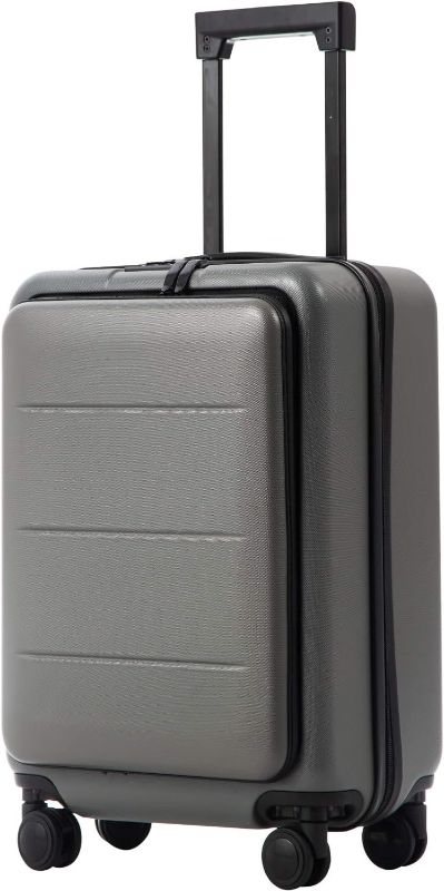 Photo 1 of Coolife Luggage Suitcase Piece Carry On ABS+PC Spinner Trolley with pocket Compartmnet(Titanium gray, 20in(carry on))
