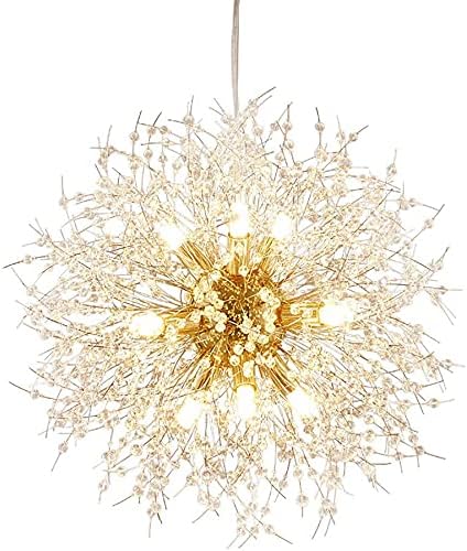 Photo 1 of Modern Gold Crystal Chandeliers, Firework Dandelion Sputnik Chandelier Light Fixture Pendant Lighting for Dining Room, Bedroom, Kitchen, Living Room(9-Light, Gold)
