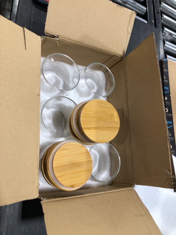 Photo 1 of 18oz Glass Jars with Bamboo Lids , Borosilicate Glass Airtight Canisters sets, Food Storage Container, Pantry Organization and Storage Jars, Kitchen Canisters Sets, Spice Jars, Flour Containers of 6 18 oz/540ml (6 pcs)