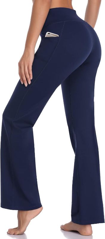 Photo 1 of DAYOUNG Bootcut Yoga Pants for Women Tummy Control Workout Bootleg Pants High Waist 4 Way Stretch Pants
