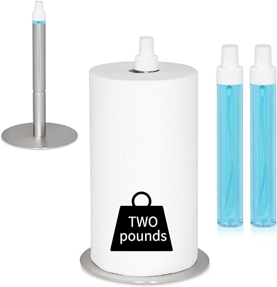 Photo 1 of SPRINGFIELD STUDIOS 2 in 1 Paper Towel Holder with Spray Bottle Center, Brushed Nickel Paper Towel Holder Countertop, Kitchen Paper Towel Holder, Bathroom Paper Towel Holder, Bathroom Must Have 