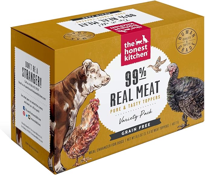 Photo 1 of EXP 06/14/2024 The Honest Kitchen 99% Meat Protein Variety Pack Dog Food Topper, Variety Pack 5.5 Ounce