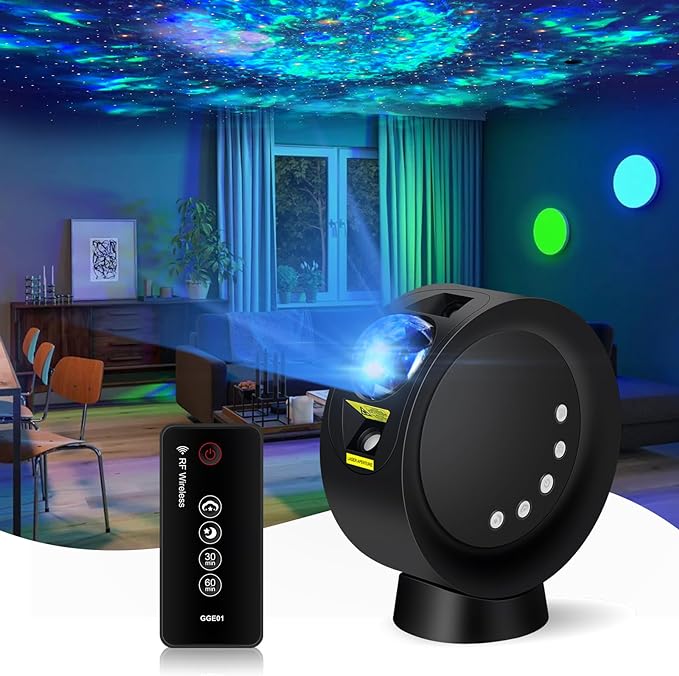Photo 1 of KIVOTAC Galaxy Star Projector with Remote Control, Adjustable Brightness, Time Setting - For Bedroom, Gaming, Home Theater Ceiling 
