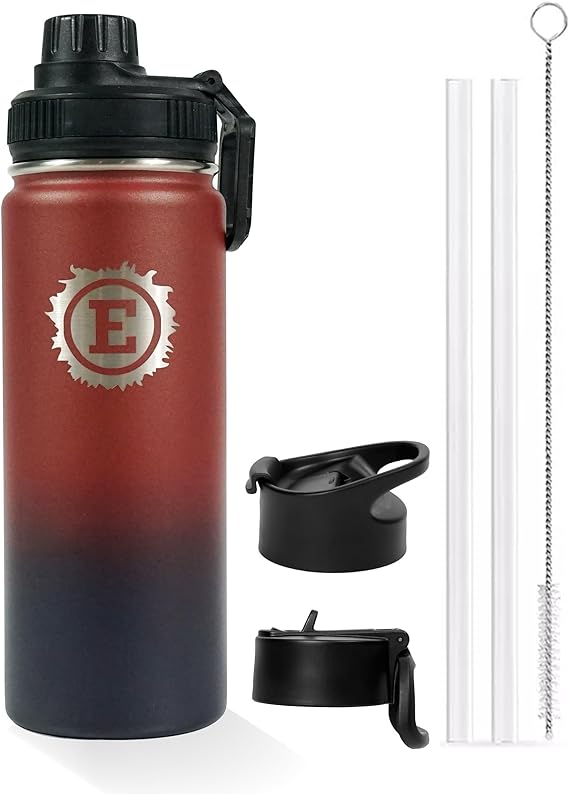 Photo 1 of Eclipse Sports Water Bottle - 3 Lids - Straw, Flip top & Chug Lid with handle - Leak Proof Stainless Steel Insulated - Great for Gym, Hiking & Travel (22oz Twilight) 