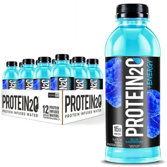 Photo 1 of EXP 07/12/2025 Protein2o 15g Whey Protein Infused Water Plus Energy, Blue Raspberry, 16.9 fl oz Bottle (Pack of 12)
