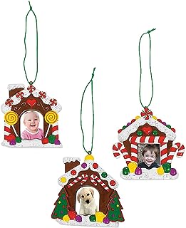 Photo 1 of Fun Express Resin Gingerbread House Photo Frame Ornaments - 3 Pieces