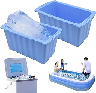 Photo 1 of Extra Large Ice Mold, 2 Pack 6lbs Extra-Large Silicone Ice Block Molds, Ice Bucket for Freezer, Reusable Silicone Ice Trays, Ice Cube Moulds for Cold Pools or Coolers