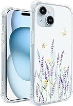 Photo 1 of Hi Space Case Compatible with iPhone 15 Plus 2023 6.7 Inch, Lavender Flower Floral Ultra Clear Slim Transparent Soft TPU Bumper Shockproof Protective Cover