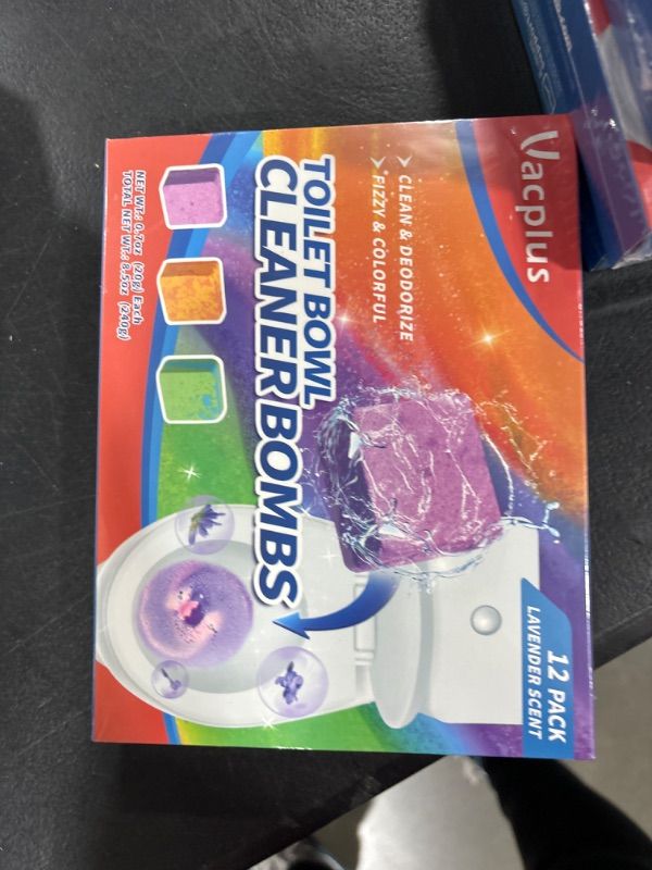 Photo 1 of Vacplus Toilet Bowl Cleaners - Fizzy & Colorful Toilet Bowl Cleaner Cubes with Lavender Fragrances, Natural Toilet Bowl Cleaner Tablets for Cleaning & Deodorizing, 12 Pack Cube Bomb