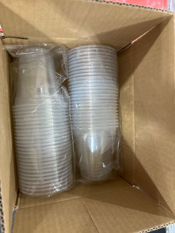 Photo 2 of [100 Pack - 7 oz.] Clear Disposable Plastic Cups - Cold Party Drinking Cups 100 - Clear 7.0 ounces
