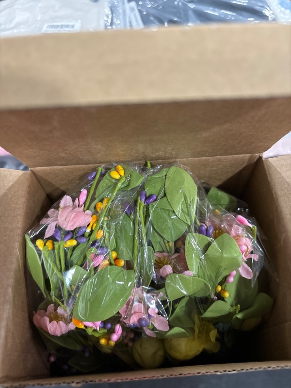 Photo 1 of 18 Pcs Artificial Easter Spray Vine Eggs Berries Spring Floral Stems 17 Inch Tall Artificial Spring Flower and Eggs Berry Stems with Green Leaves for Decor Spring Easter Craft Floral Arrangement