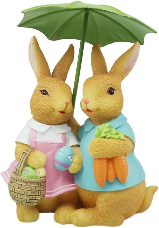 Photo 1 of NIWUSUO Easter Bunny Figurine Decorations/Easter Spring Garden Rabbit Statues 