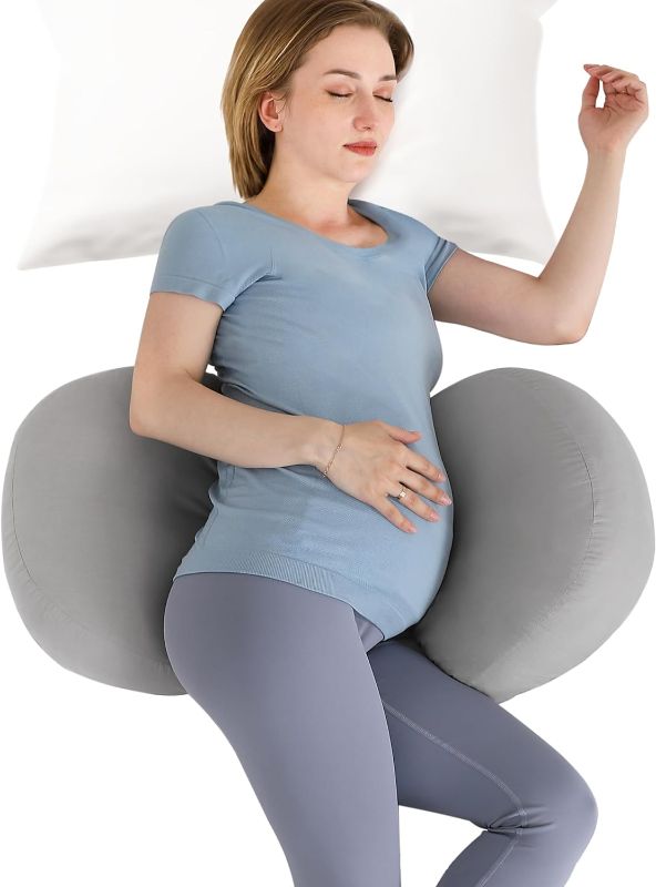 Photo 1 of GROWNSY Pregnancy Pillows for Sleeping, Maternity Pillow for Pregnant Women, Large Size Body Soft Support for Back, Belly, HIPS & Legs - Adjustable Detachable Pillow Cover Grey 