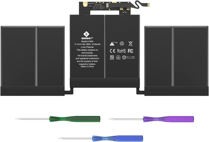 Photo 1 of A1989 A2251 Laptop Battery, Egoway A1964 Replacement for MacBook Pro 13 Inch A1989 (Mid 2018, 2019) & A2251 (2020), EMC 3214 3358 3348 