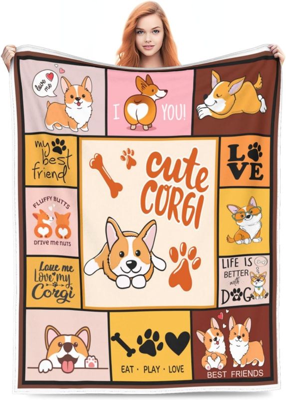 Photo 1 of Turamurra Cute Corgi Blanket Gifts for Girls Kids Dog Lovers Soft Warm Lightweight Cozy Cartoon Animal Corgi Dog Throw Blankets for Sofa Couch Bed Room Decor 50x60in 