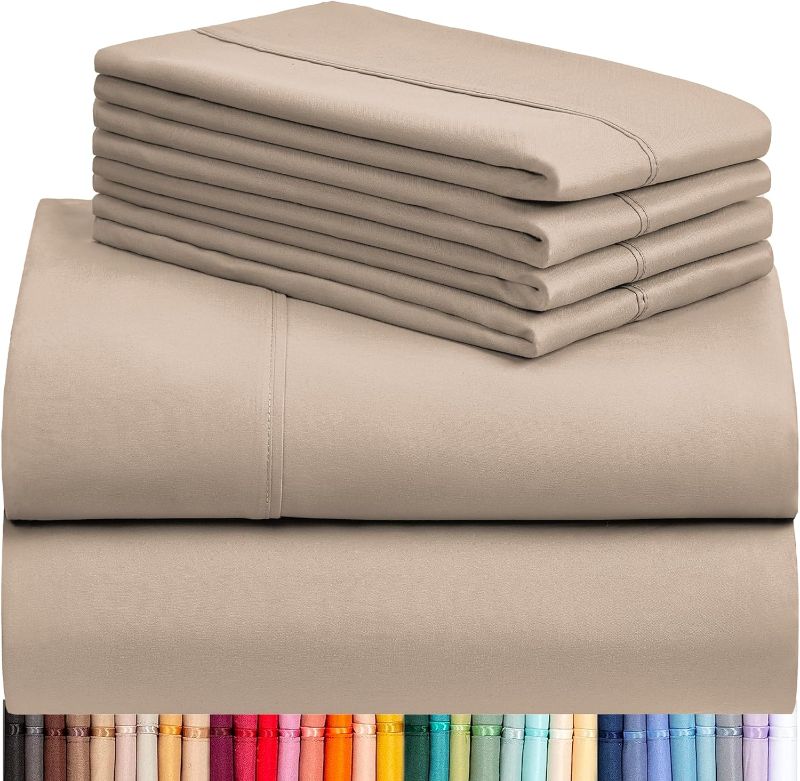 Photo 1 of LuxClub 6 PC Full Sheet Set, Breathable Luxury Bed Sheets, Deep Pockets 18" Eco Friendly Wrinkle Free Cooling Bed Sheets Machine Washable Hotel Bedding Silky Soft - Light Khaki Full
