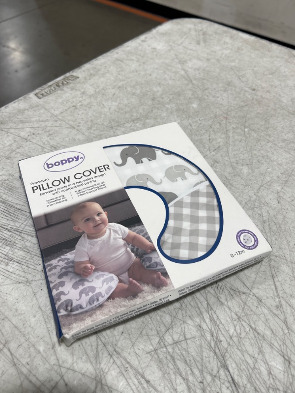 Photo 2 of Boppy Premium Original Support Cover, Gray Elephants Plaid, Quick-dry Cover with Coordinating Fashion, Fits All Boppy Original Nursing Supports for Breastfeeding and Bottle Feeding, One Cover Only