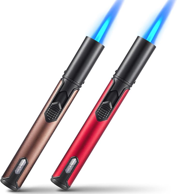 Photo 1 of Luxgaze Long Torch Lighters, 2 Pack Butane Torch Lighter Refillable Gas Jet Flame Lighter Adjustable Windproof Pen Torch Lighter for Camping Candle Grill BBQ Outdoor Fireworks (Fuel Not Included)
