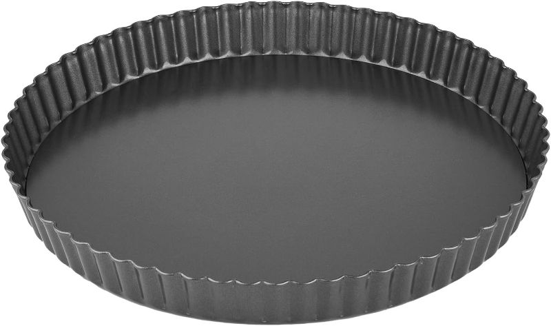 Photo 1 of MEICHU 11 inch Tart Pans with Removable Bottom Non stick Fluted Quiche Pans Cake Pans for Baking Pizza Fruit Mousse Christmas Dessert Round 1 Pcs
