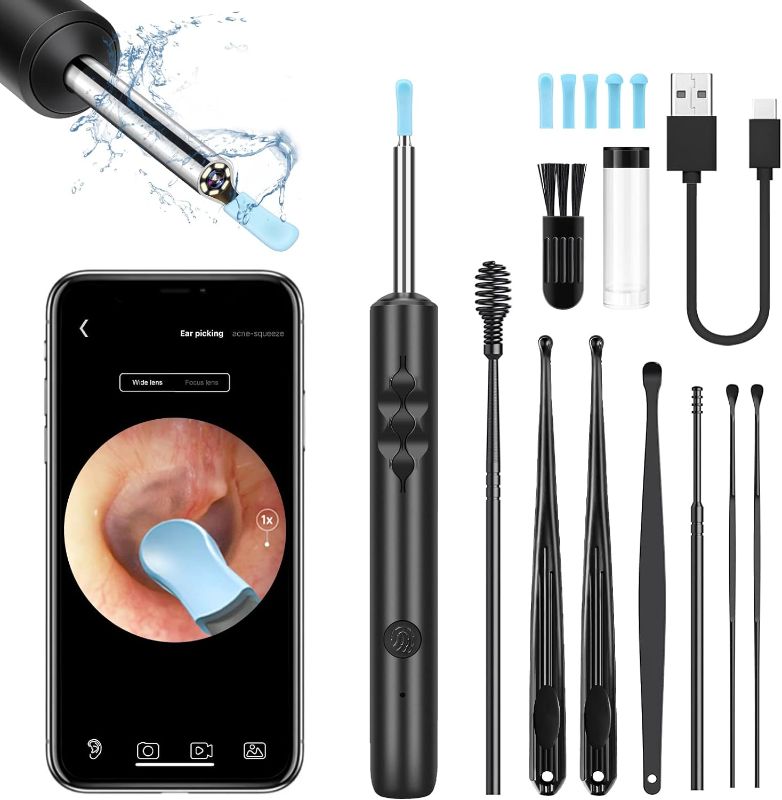 Photo 1 of Ear Wax Removal Tool Set, Wireless Otoscope with 1080P HD Waterproof Ear Camera, Visual Earwax Cleaner with 8 Pcs Cleaning Kit, Suitable for Phone and Tablet of iOS and Android System
