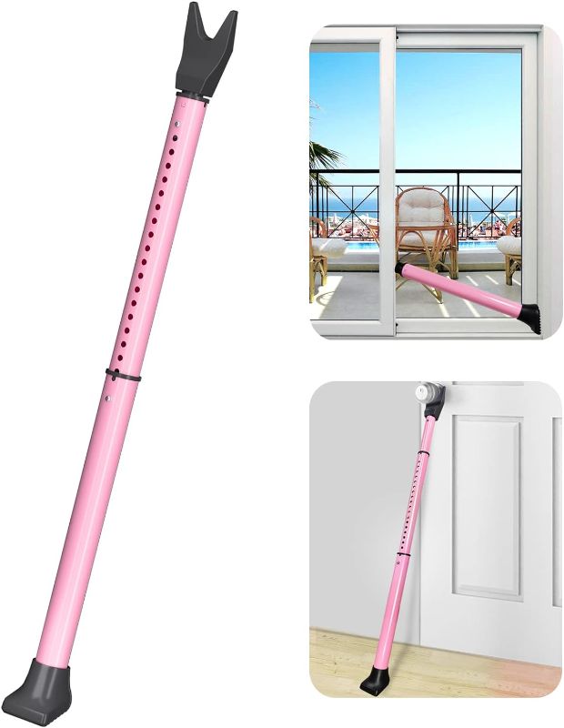 Photo 1 of AceMining Upgraded Door Security Bar & Sliding Patio Bar, Heavy Duty Stoppers Adjustable Jammer for Home, Apartment, Travel (1 Pack,Pink)
