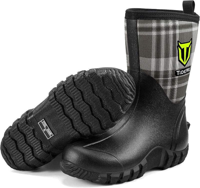 Photo 1 of TIDEWE Rubber Boots for Women, 5.5mm Neoprene Insulated Rain Boots with Steel Shank, Waterproof Mid Calf Hunting Boots, Sturdy Rubber Work Boots for Farming Gardening Fishing - 6
