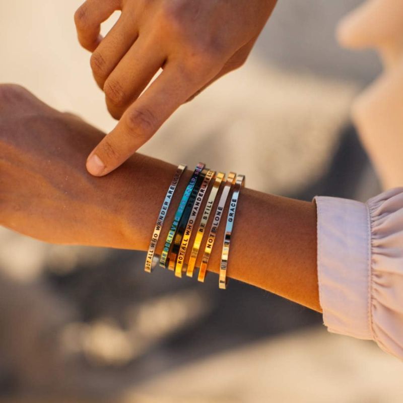 Photo 1 of MantraBand Bracelets - Inspirational Engraved Adjustable Mantra Band Cuff Bracelet - Gold color - Gifts for Women…
