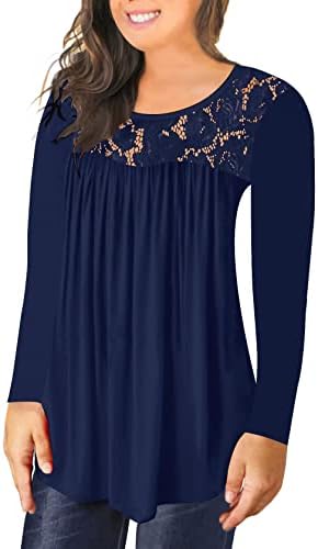 Photo 1 of BeadChica Plus Size Women's Casual Tunic Tops To Wear With Leggings Loose TShirts Ruched Flowy Lace Blouses Summer - 2XL