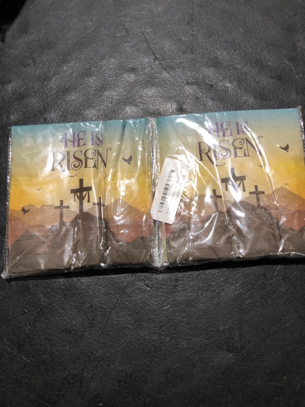 Photo 2 of He is Risen Napkins Easter Decoration 30Pcs Happy Easter Napkins With Cross Jesus Door Religious Resurrection (Napkins)