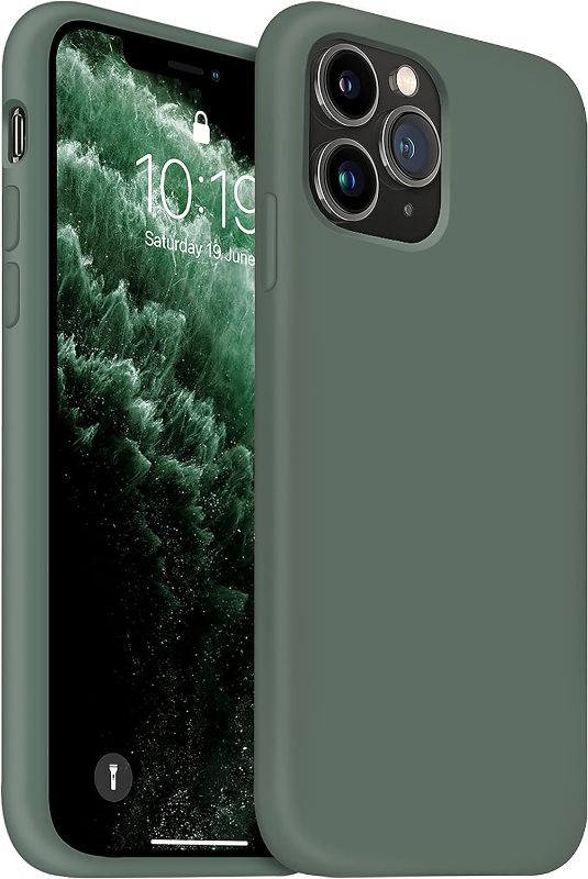 Photo 1 of OuXul iPhone 11 Pro Case, Liquid Silicone Phone Case Compatible with iPhone 11 Pro 5.8 inch, Full Body Slim Soft Microfiber Lining Protective Case (Forest Green) 