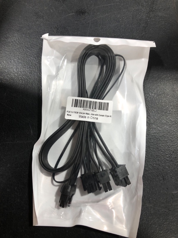 Photo 1 of 12VHPWR PSU Cable for Corsair 70cm, PowerBear 600W PCIe 5.0/Gen 5 Power Adapter, Fits Type-4 PSUs via Three 8-pin to 16pin/12+4 pin 16AWG Connector for RTX 4090 4080 3090TI 4070Ti GPU ONLY for Corsair