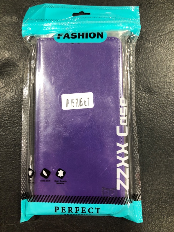 Photo 1 of ZZXX for iPhone 15 Plus Wallet Case with [RFID Blocking] Card Slot Stand Strong Magnetic Leather Flip Fold Protective Phone Case for iPhone 15 Plus Case Wallet(Purple-6.7 inch)