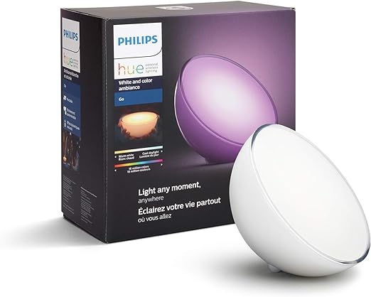 Photo 1 of Philips Hue Go White and Color Portable Dimmable LED Smart Light Table Lamp (Requires Hue Hub, Works with Alexa, HomeKit and Google Assistant), White
