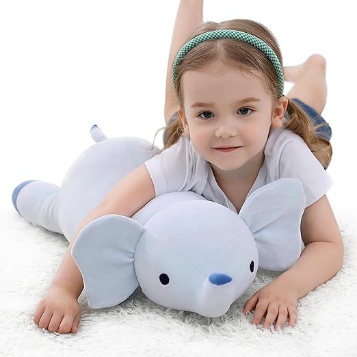 Photo 1 of Weighted Elephant Stuffed Animals, 24in Weighted Plush Giant 4.2Lb Elephant Throw Pillow Plushies for Adults, Boys and Girls for Birthday Christmas (Blue)
