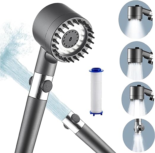 Photo 1 of Shower Head with Handheld, High Pressure Massage Shower with Filters, 3 Modes Filtered Showerhead, with ON/Off Full Shutoff Push Button and Switch Shower Head (Shower Head)
