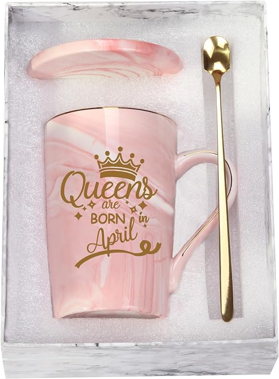 Photo 1 of April Birthday Gifts for Women, Queens Are Born In April Mug, April Birthday Gifts, Birthday Gifts Ideas for Women Friends Wife Sister 14 Ounce
