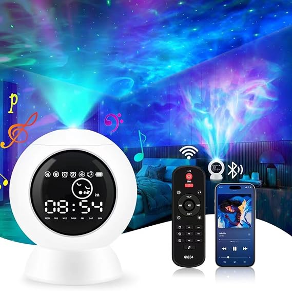Photo 1 of LitEnergy Alarm Clock Star Projector for Kids Bedroom, Bluetooth Speaker and White Noise Galaxy Lamp, Starry Night Light with Timer and Remote Control for Room Decor, Home Theater, Ceiling
