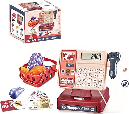 Photo 1 of Toy Cash Register, Supermarket Cash Register Role Play Set,ash Register with Calculator,Sound and Light Scanner,Play House Shopping Food Toy,Ideal Gift for Children Over 3+No Battery?SY-008?

