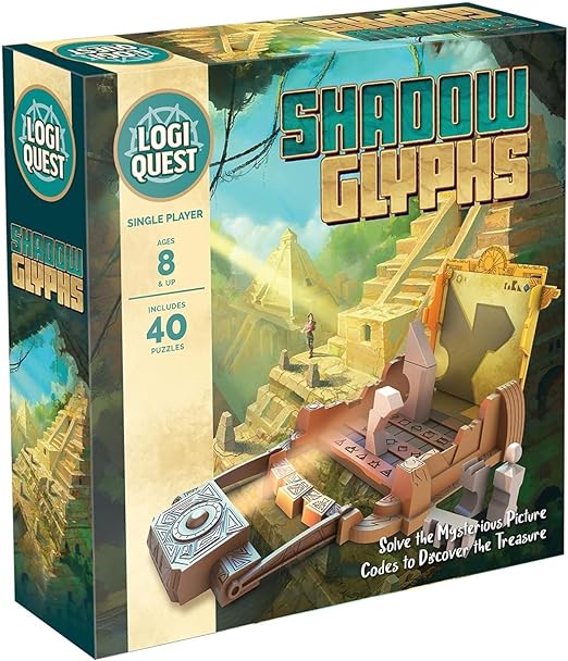 Photo 1 of Shadow Glyphs Logic Puzzle Board Game | LogiQuest Puzzle Adventure Game | Kids & Family Puzzle Game | Includes 40 Puzzles | Convenient Portable Case | Ages 8+ | 1 Player | Avg. Playtime 15 Minutes 