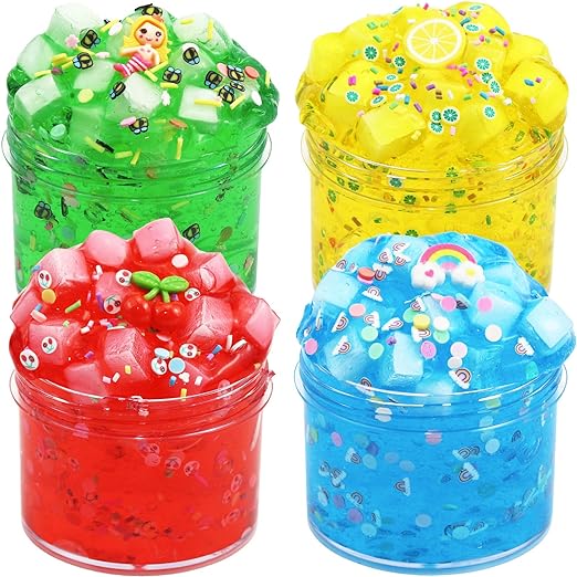 Photo 1 of 4Pack Jelly Cube Clear Slime Crunchy Slime Scented Slime Super Soft and Non-Sticky, Pre-Made Slime for Kids Birthday Gift Slime Party Favors
