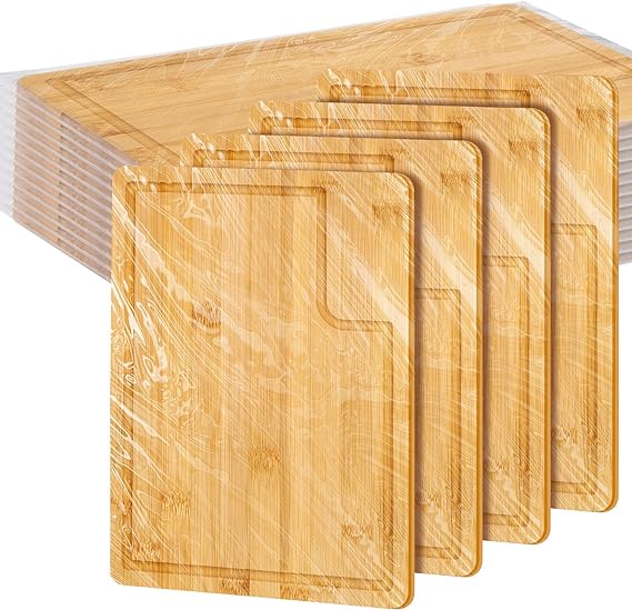 Photo 1 of 12 Pcs Wood Cutting Board Bulk Kitchen Chopping Boards Rectangular Cutting Board with Juice Groove Large Wooden Cutting Board for Kitchen Meat Cheese Bread Vegetables (9.5 x 13.5 Inch,Bamboo) 