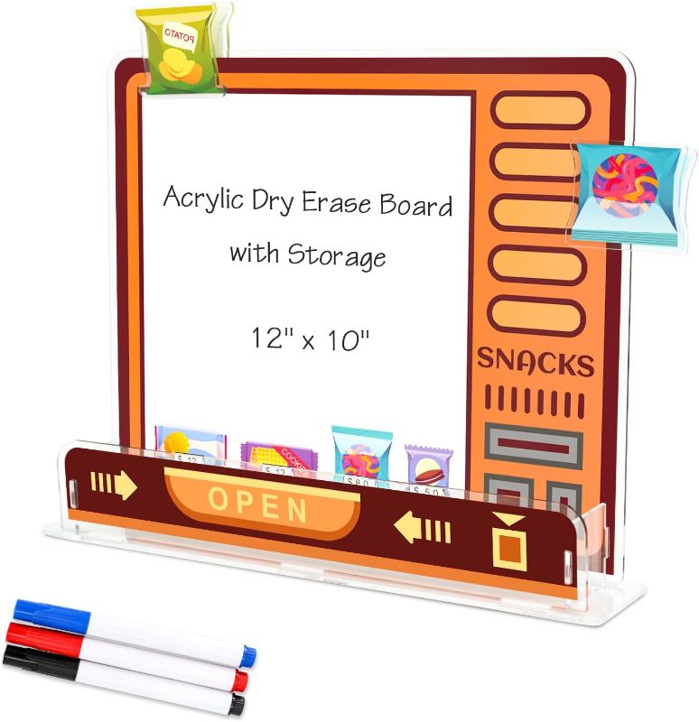 Photo 1 of SHOOFFICE Acrylic Dry Erase Board with Storage, 12" x 10" Small White Board for Desk, Brown Clear Acrylic Memo Board, Chore Chart for Kids with 3 Markers and 2 Clips for Office Home School https://a.co/d/6trGOYG