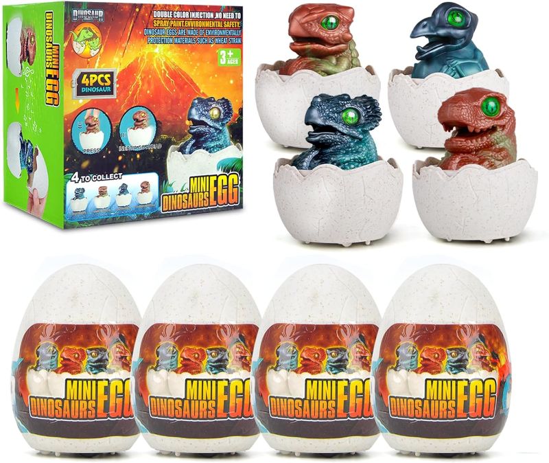 Photo 1 of ACROFEK 4PCS Dinosaur Eggs Toy, Dinosaur Cars with Sound and Light, Easter Toys with Dinosaurs Inside, Best Dinosaur Eggs Toy Gifts for Kids Age 3,4,5,6 and Up 