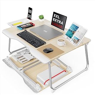 Photo 1 of Cooper Mega Table - Large Laptop Desk for Bed, Portable Table Tray, Laptop Stand with Built-in Tablet, Phone Slot, Storage Drawer for Working, Gaming, and Eating on Couch/Sofa/Floor Mega Table Black Onyx